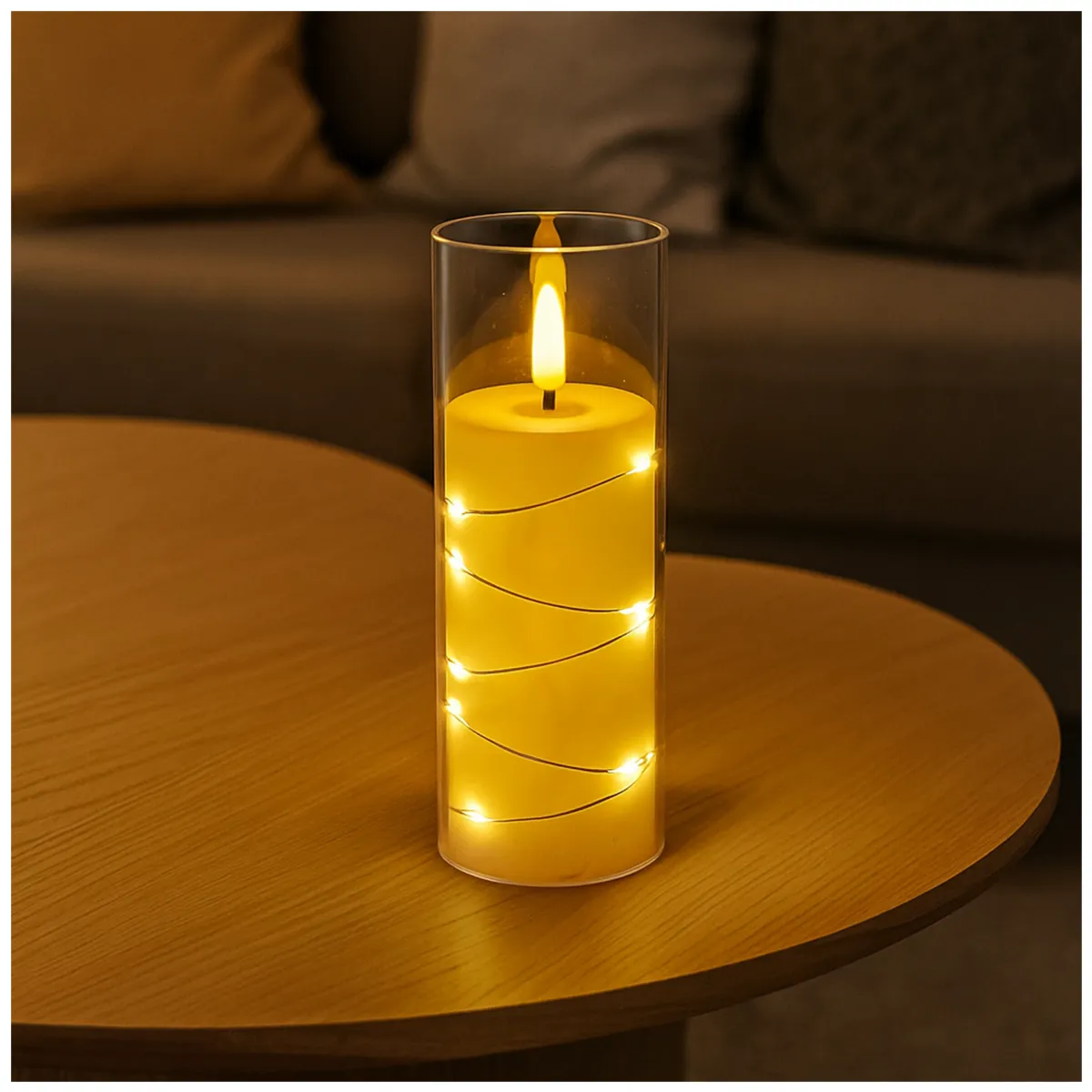 LED Pillar Candle with String Light – 12 PCS – 5×15.555CM - L090599