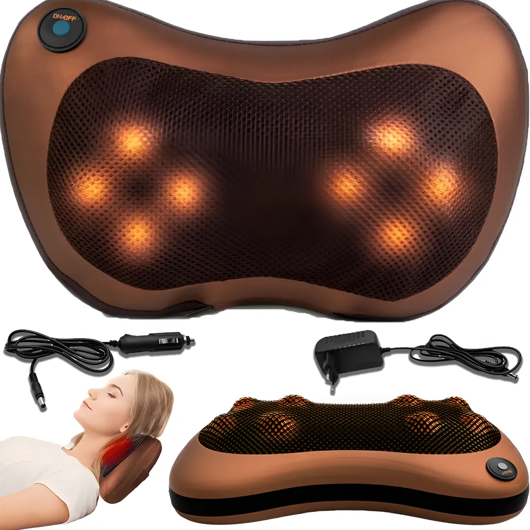 NECK AND BACK MASSAGE PILLOW RELAXING SHIATSU MASSAGER ECO LEATHER- NM1112