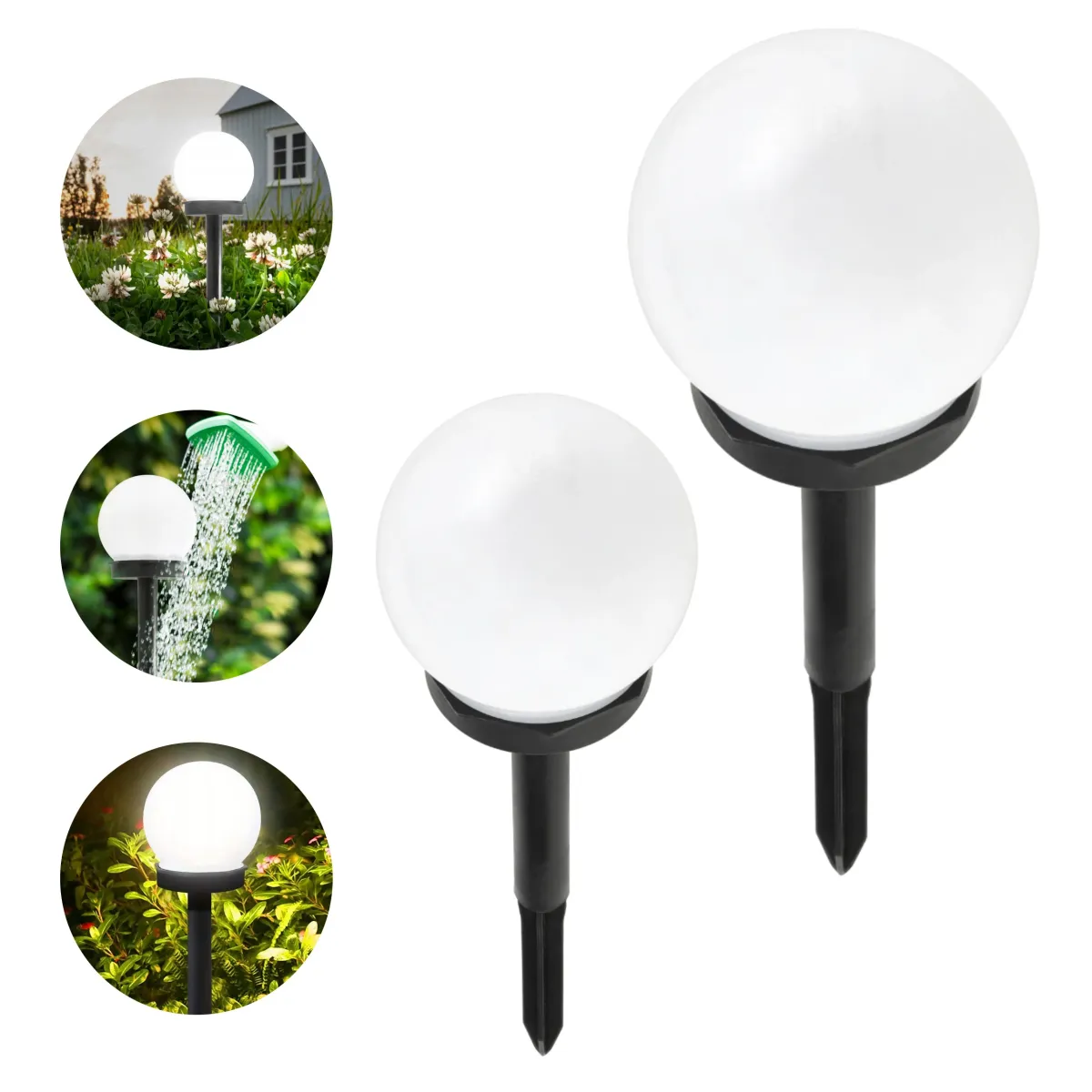 Solar LED White Ball Small ( 10 cm ) - Cold White - 2 Pcs - SL1136