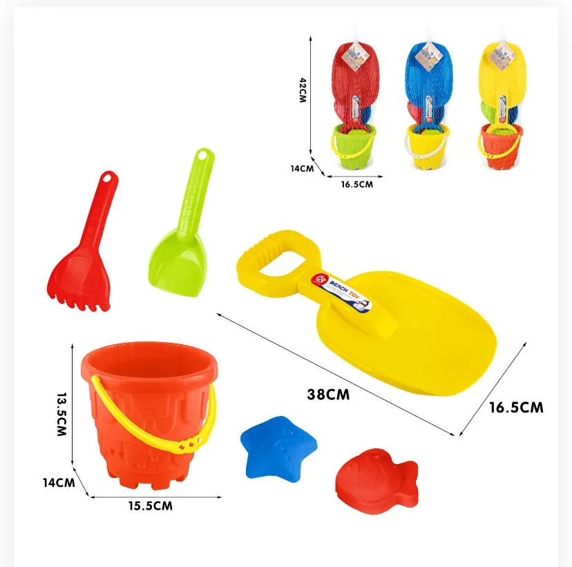 6-Piece Kids' Beach Bucket & Jumbo Shovel Toy Set