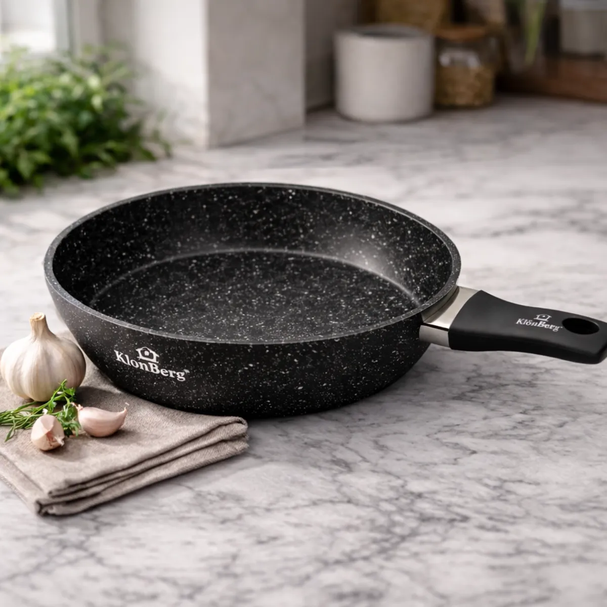 Non-Stick Frying Pan 18cm Cm Marble Coating Black KB-8602
