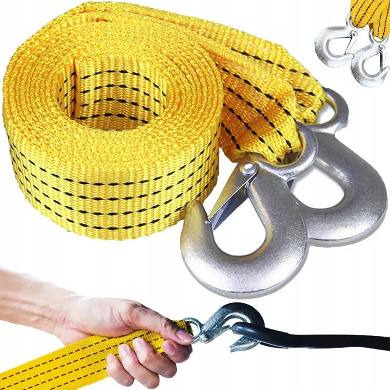 Heavy Duty 3M Car Tow Rope with Nylon Strap & Metal Hooks SC-1110
