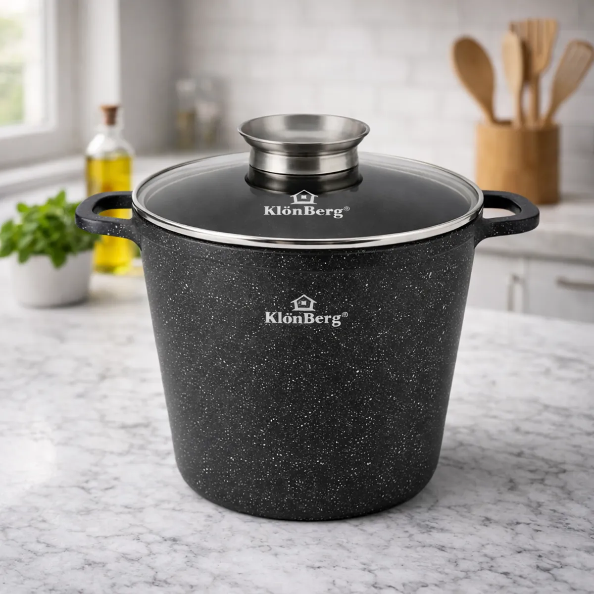 Cast Aluminum Pot 4L Ceramic Marble Coat Black Marble KB-4066