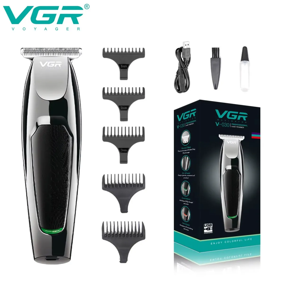 VGR V-030 Professional Hair Trimmer & Grooming Kit USB KDM0926