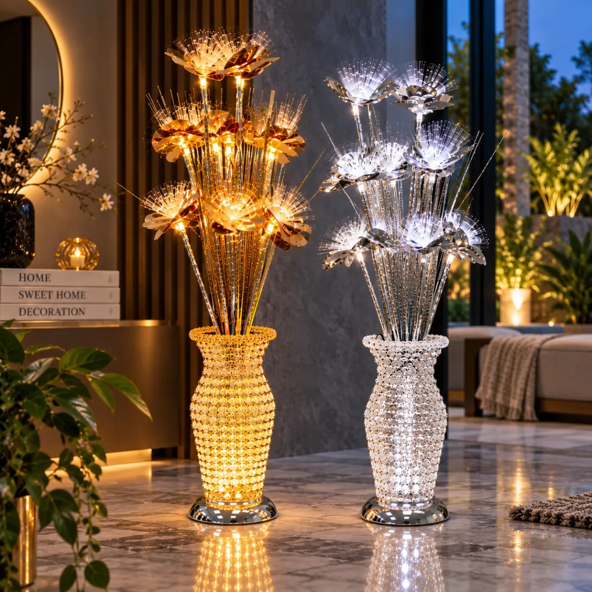 LED Lamp Decorative Orchid Flower 80 cm 220 LEDs – Gold/White - A6465