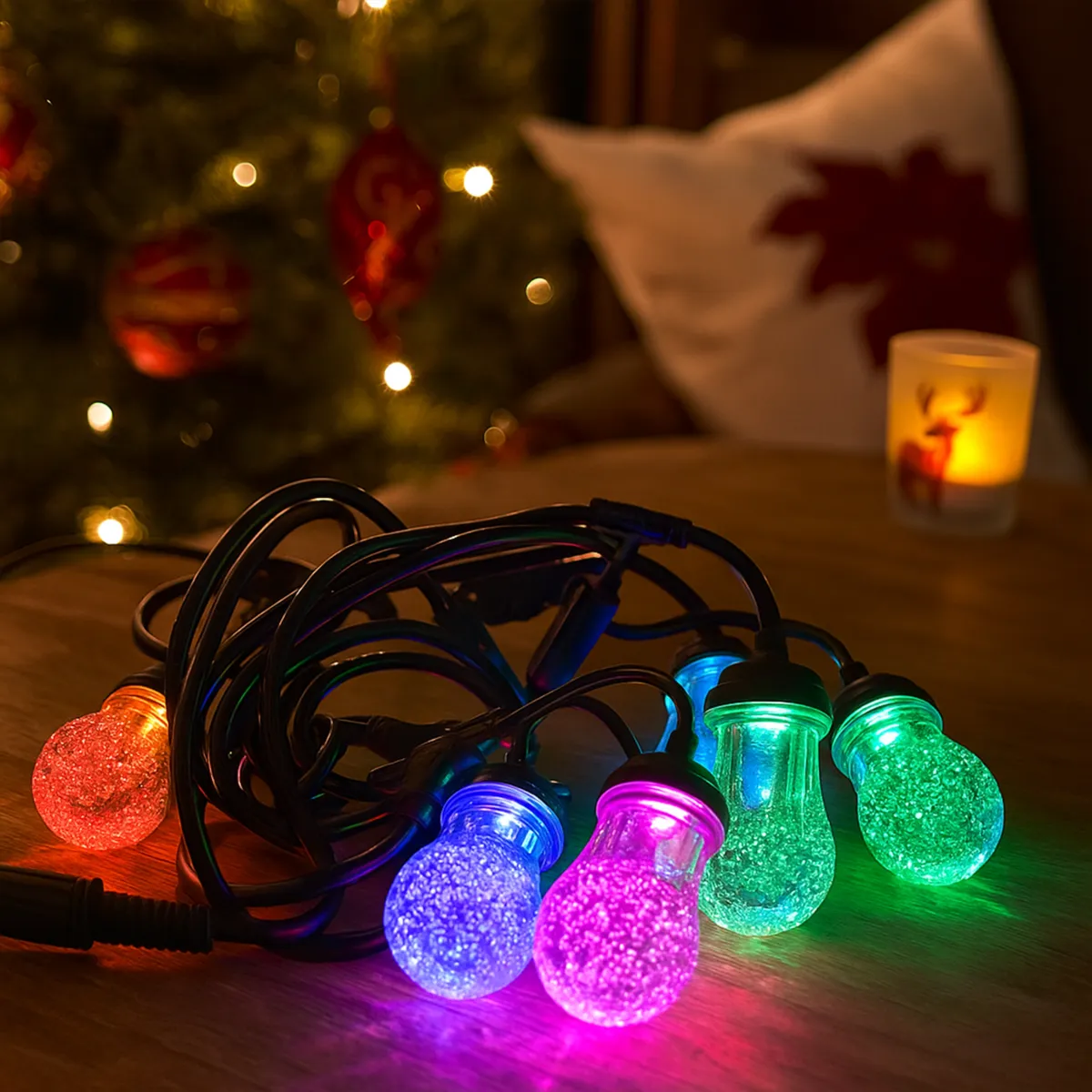 LED Garden Garland 5M 10 RGB LED Crackled Bulbs - L090874