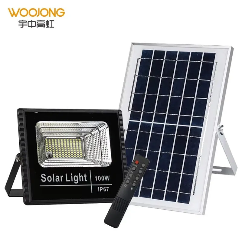 100W Solar LED Floodlight with Panel and Remote Control IP67 - Garden Lighting KDM0276