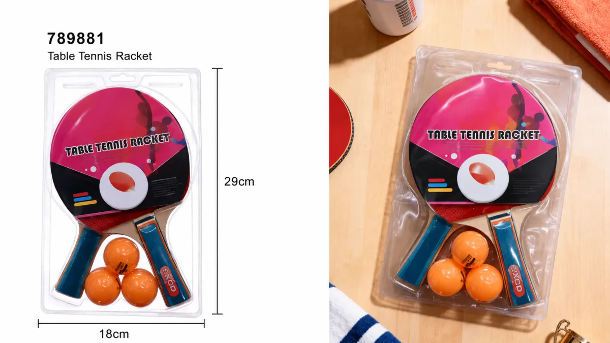 Table Tennis Racket Set – 2 Rackets + 3 Balls