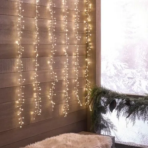 LED Christmas Curtain Lights Copper Wire 3x3m White 31V IP44 1200LED