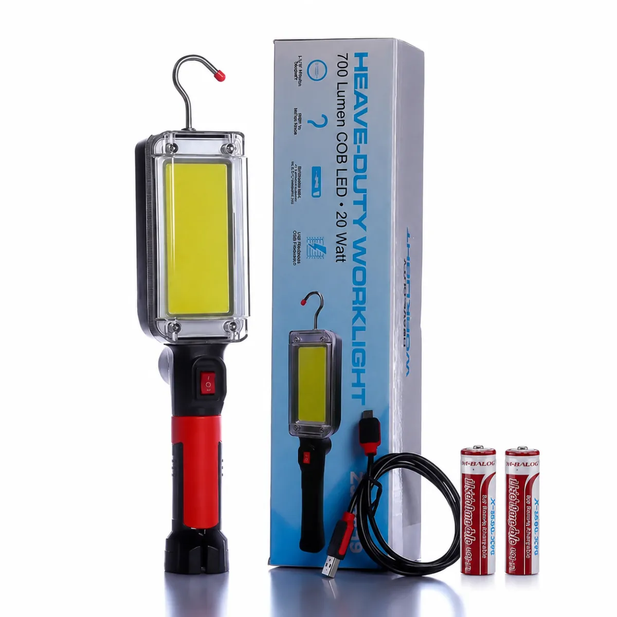 Rechargeable Flashlight 700LM COB LED Work Light with hook-PR-550
