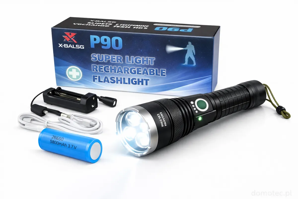 Powerful P90 Rechargeable Flashlight with Zoom 1500LM USB KDM0426