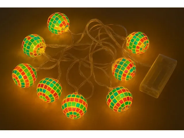 LED Mosaic Globe String Lights Battery Operated Decorative Garland KDM0140