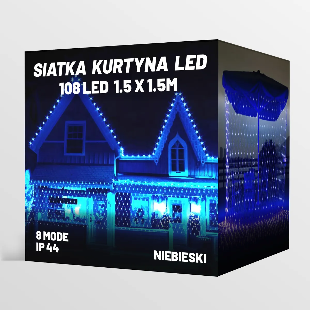 CHRISTMAS LED NET MESH LIGHTS 108 LED 1.5M x 1.5M - 8 MODE - BLUE - CP1175