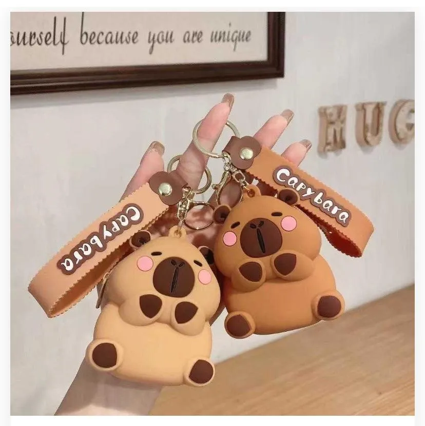 788001 3D Cute Hugging Capybara Silicone Keychain & Bag Charm
