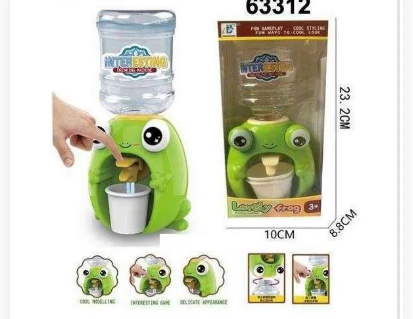 Lovely Frog Mini Water Dispenser Toy for Kids – Real Working Desktop Drink Fountain with Cup 63312