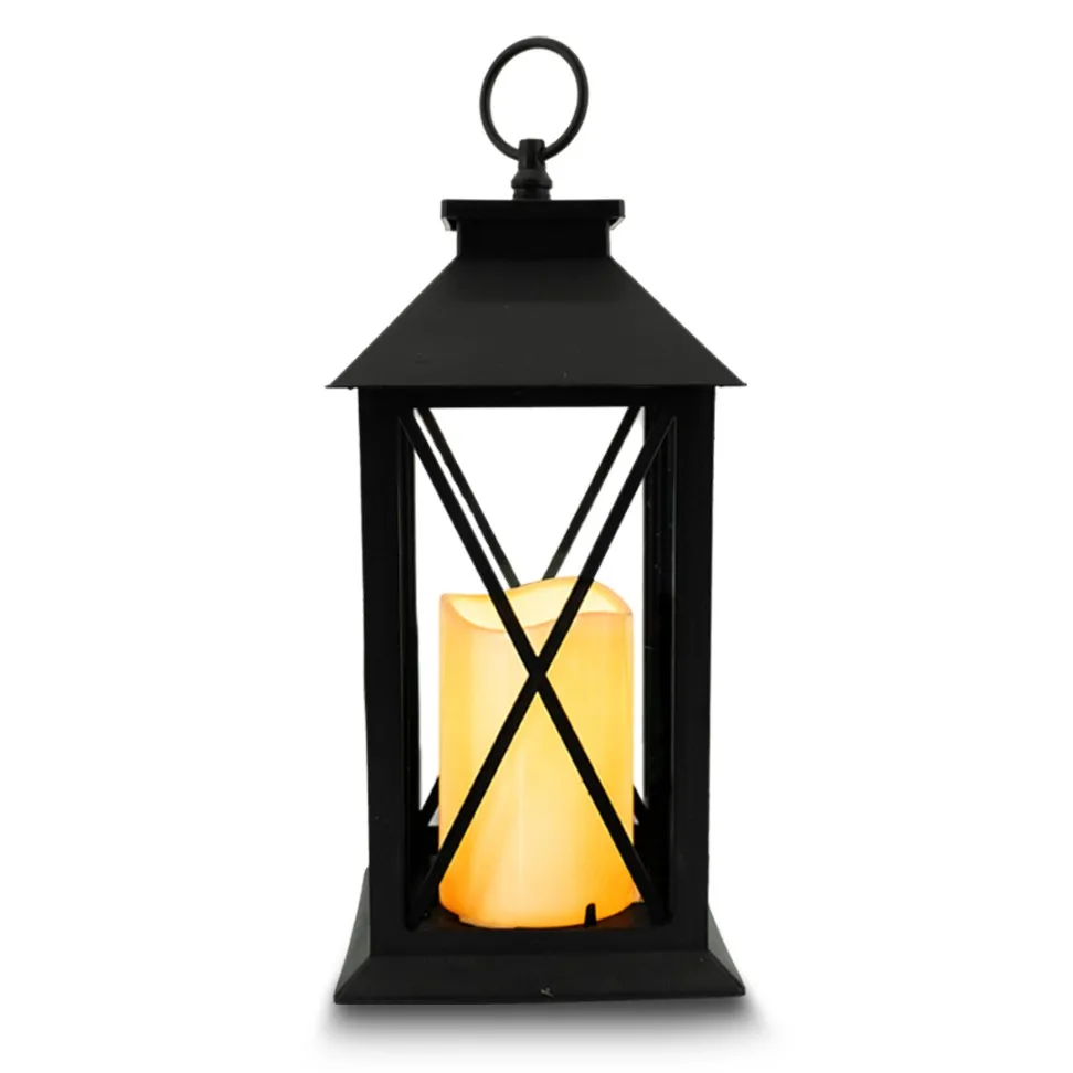 DECORATIVE LED LANTERN CANDLE 34.5CM BLACK | LC1114