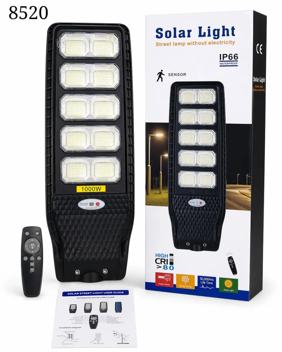 1000W Solar LED Street Lamp with Motion Sensor and Remote Control KDM0781
