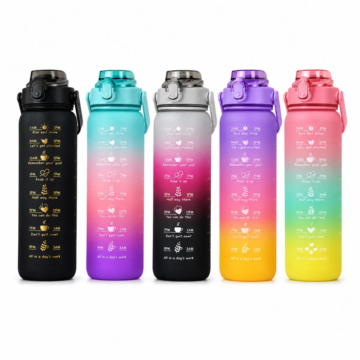 SET OF 3 WATER BOTTLES MULTICOLORED 2L, 700 ML, 300 ML  - WRB1111