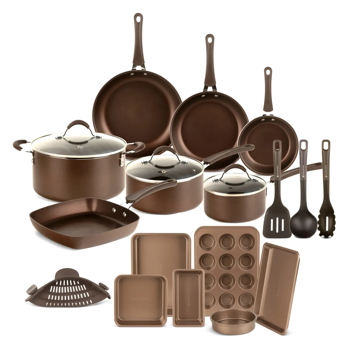 EDENBERG ALUMINIUM COOKWARE SET 20PCS - SAUCEPAN CASSEROLE FRYPAN AND OTHER KITCHEN TOOLS EB-5655