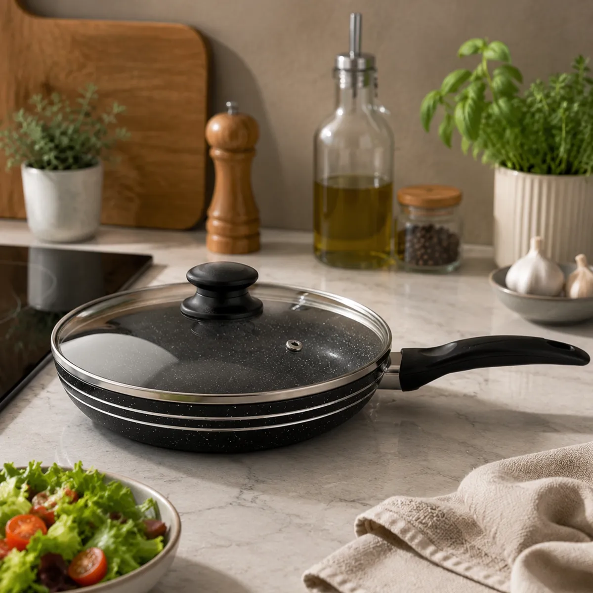 KlonBerg 22cm Non-Stick Marble Frying Pan – Induction Safe KB-8810
