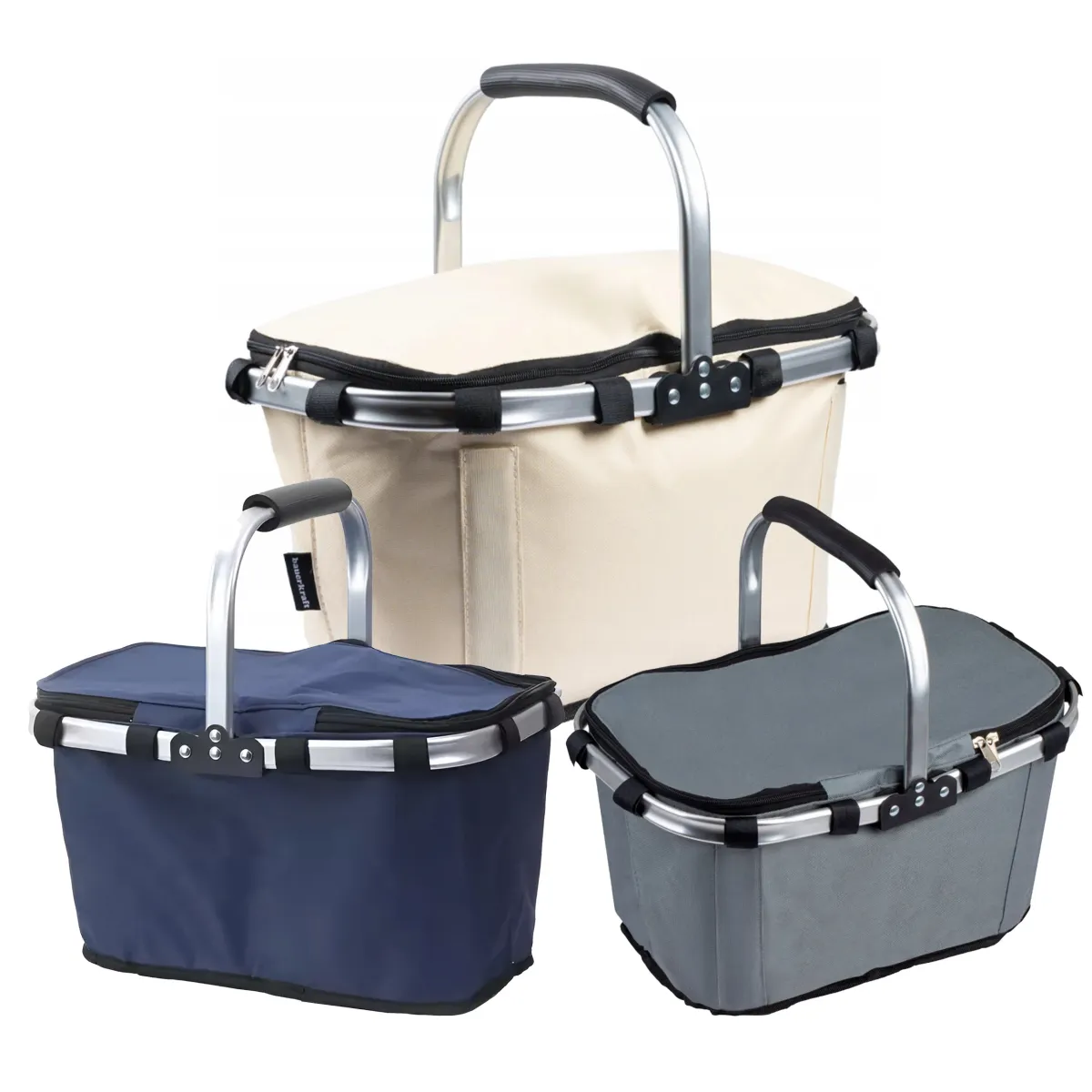 Thermal foldable shopping basket beige - C100419