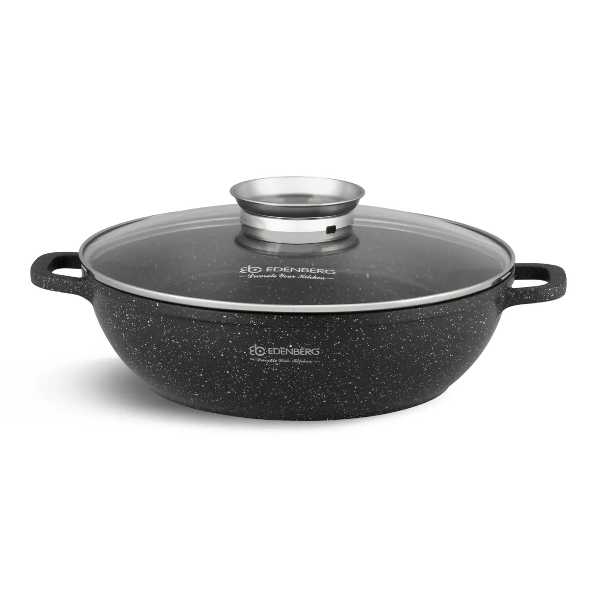 Edenberg Ceramic-Marble Coat Non-Stick Aluminium Shallow Pot 3.3l EB-8134