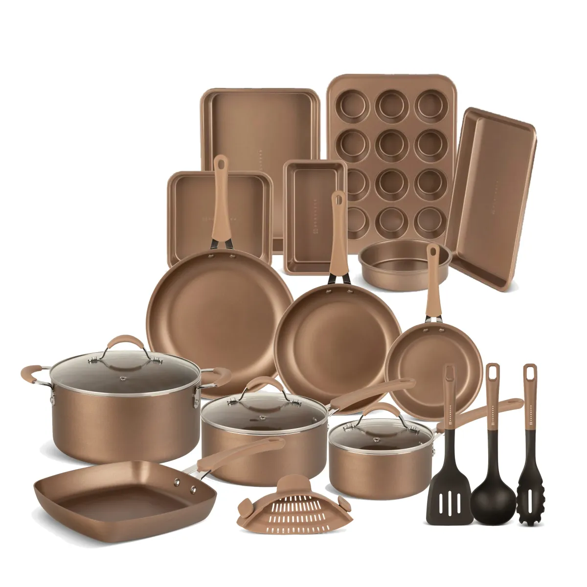 EDENBERG 20PCS COOKWARE SET - SAUCEPAN CASSEROLE FRYPAN STRAINER AND KITCHEN TOOLS EB-5654