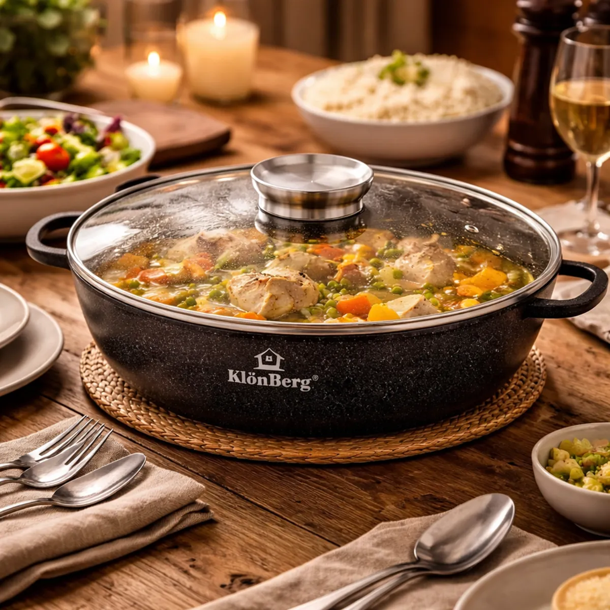 Roasting Pan with Lid 38 Cm Non Stick Ceramic Coating Black Induction Safe KB-4037