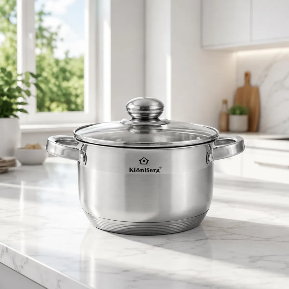 Stainless Steel Induction Cooking Pot 3.9L with Glass Lid