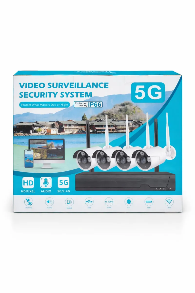 5G HD Wireless Security Camera System with 4 IP66 Outdoor Cameras KDM0045
