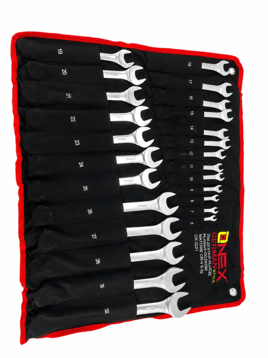 25 PCS WRENCH SET klucze plasko oczkowe | OX-3221