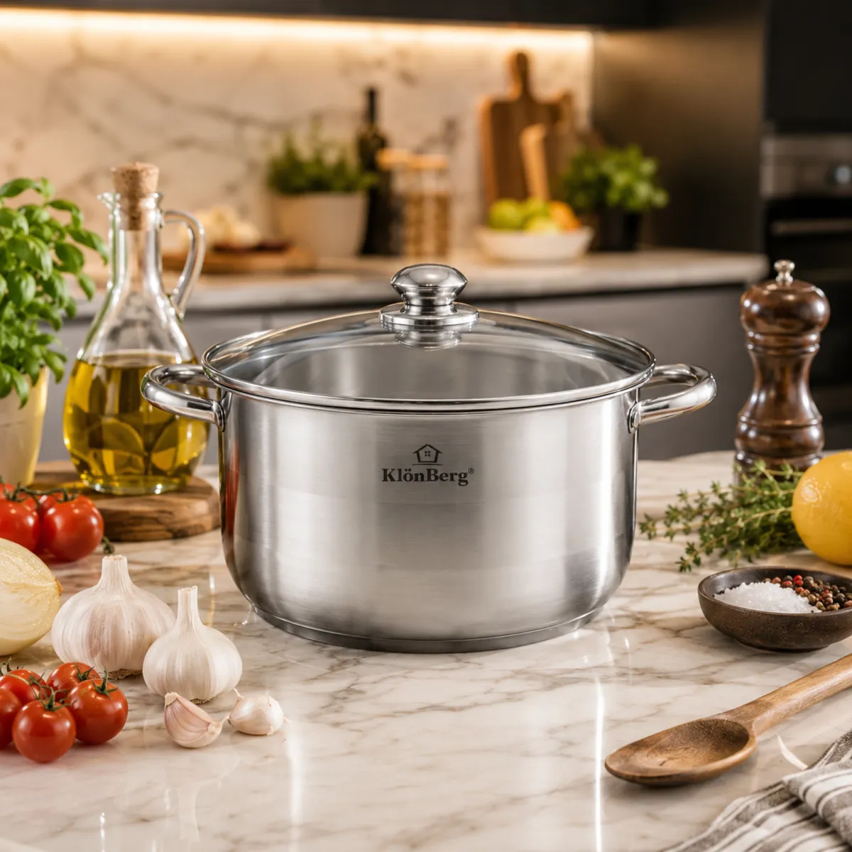 Stainless Steel Cooking Pot with 9-Layer Base 24cm 6.4L