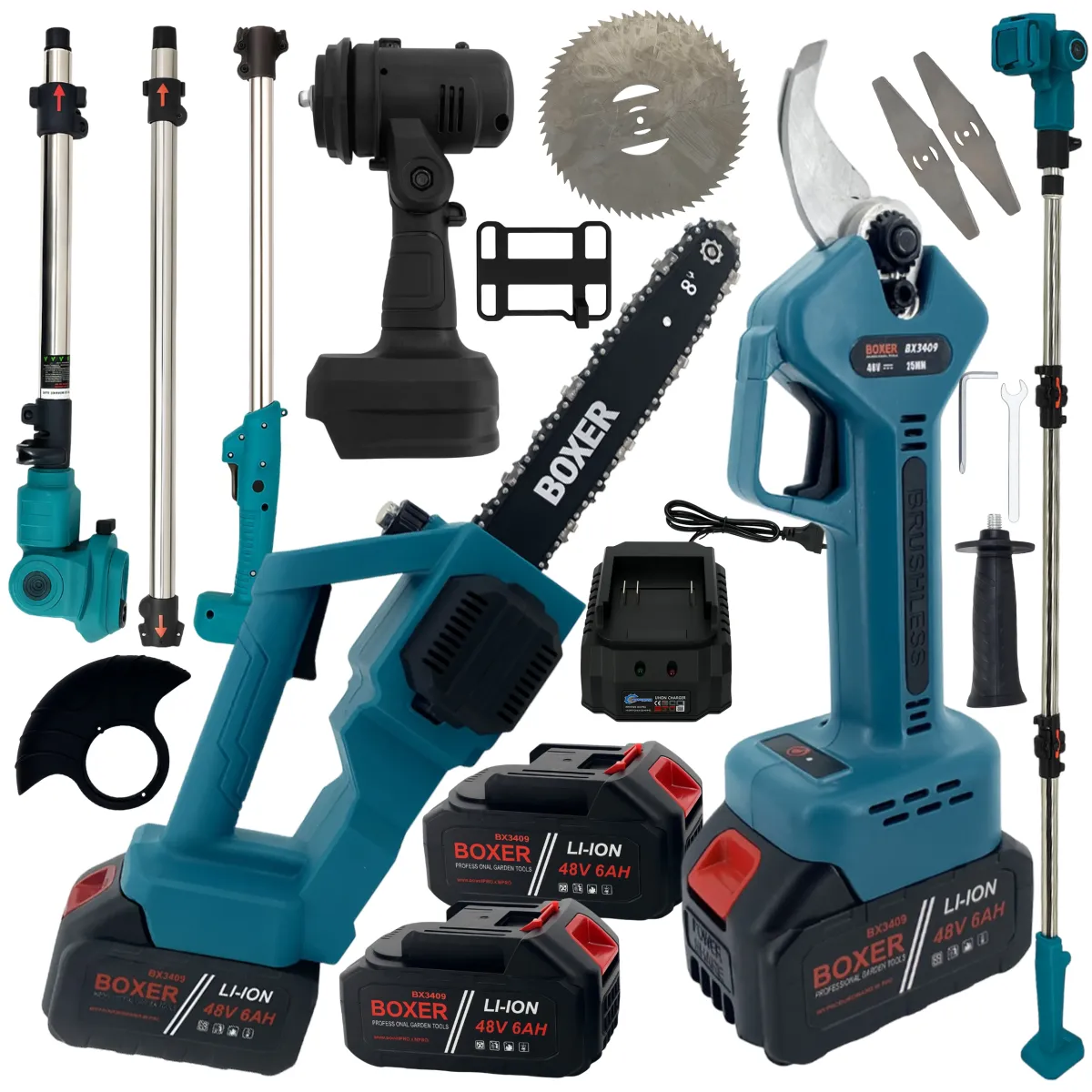 3-in-1 Chainsaw + Pruning Shear + Trimmer, 48V Garden Tools Set | BX-3409