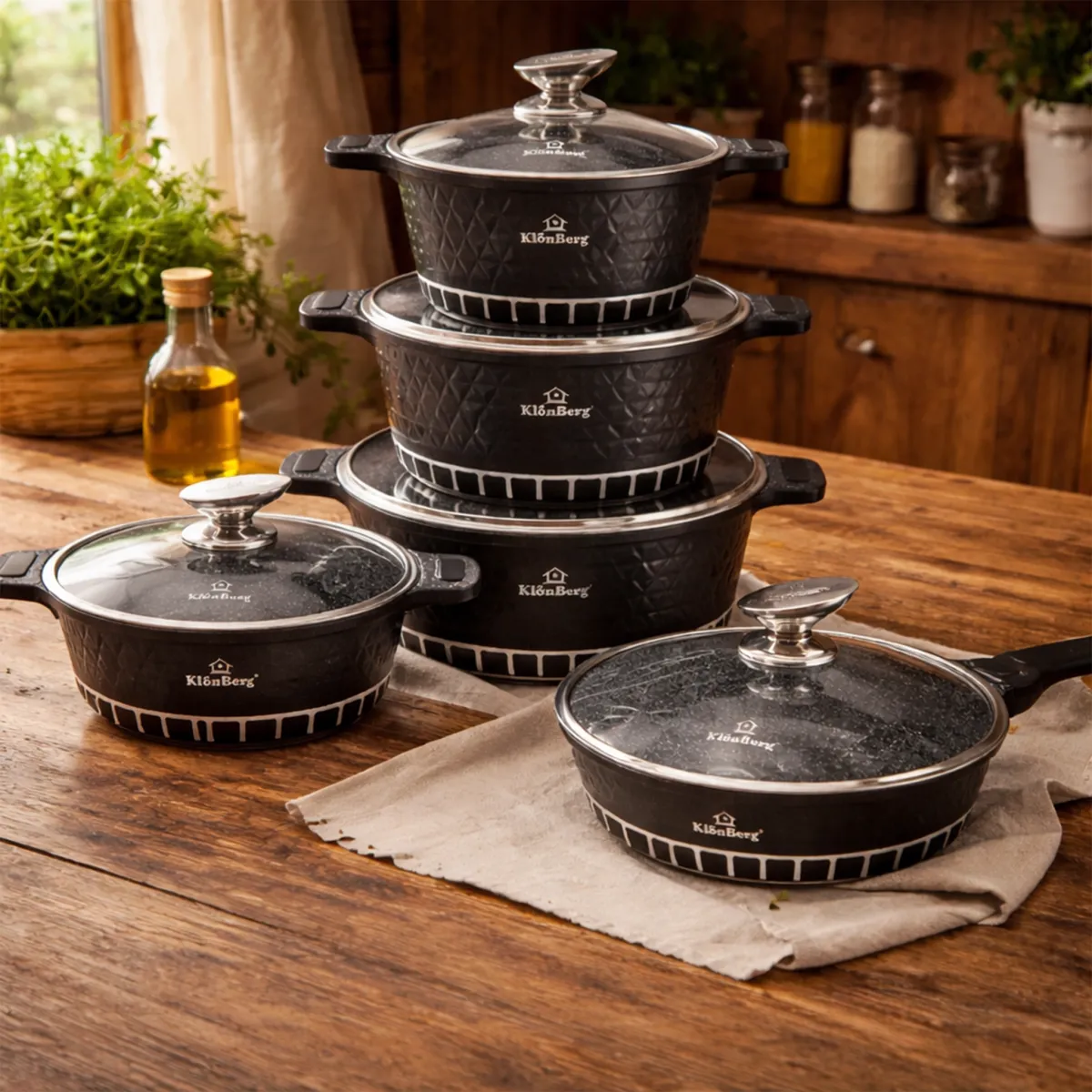 Ceramic Marble Non Stick Cookware Set 10pcs  KB-4217