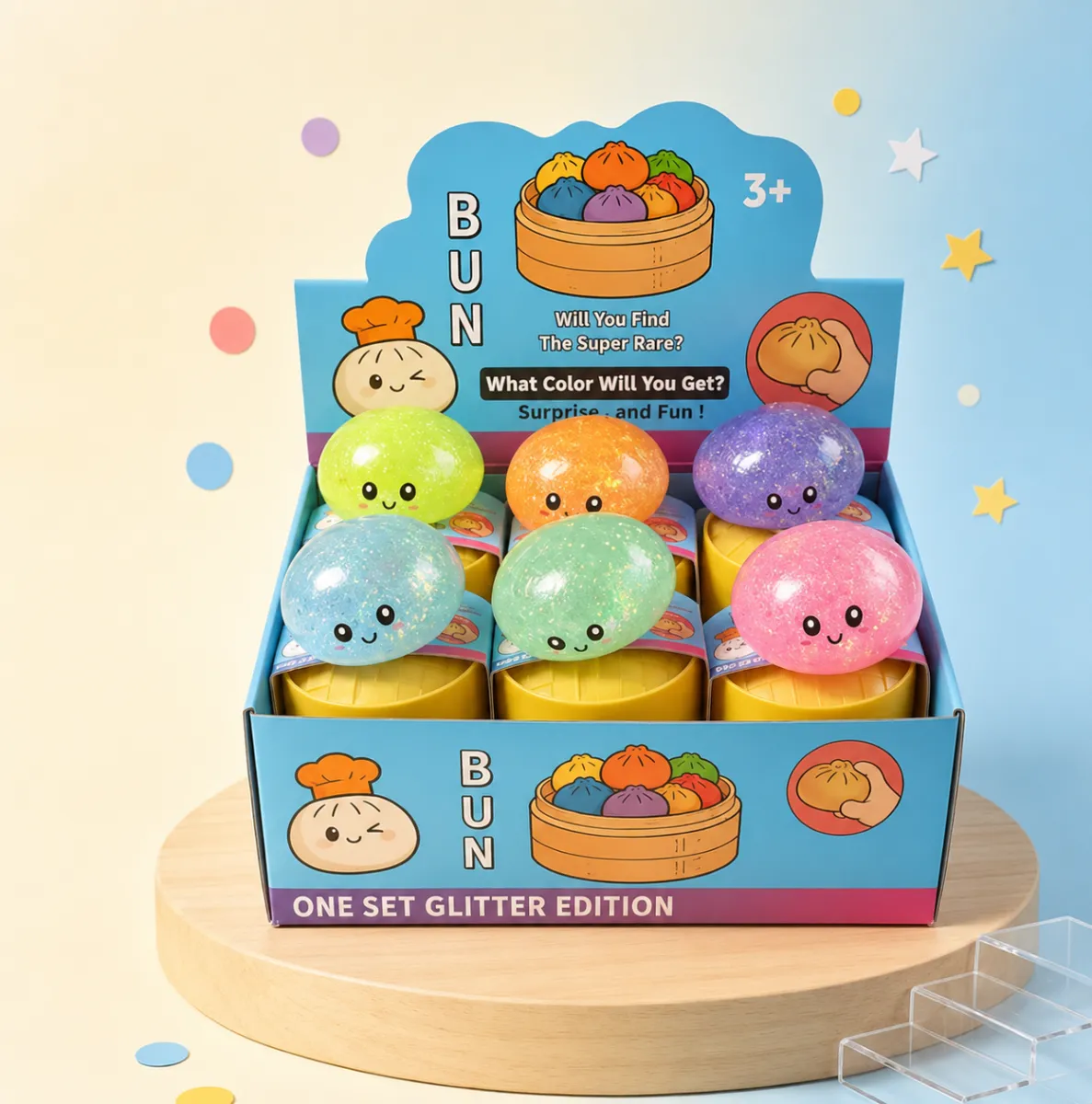 Rainbow Bun Mystery Glitter Squishy Toy | 791972