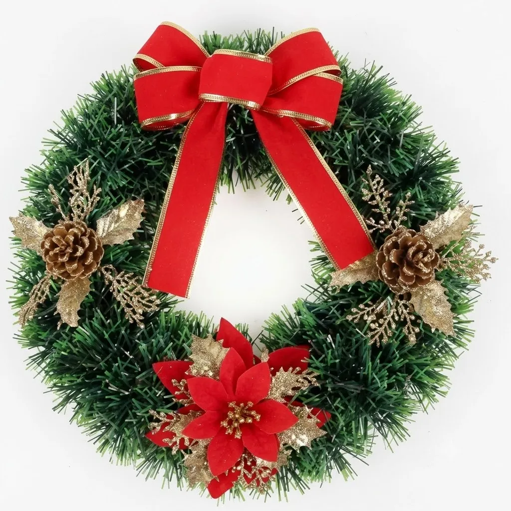 Christmas Door Wreath With Bow 30 cm - PX- 790769