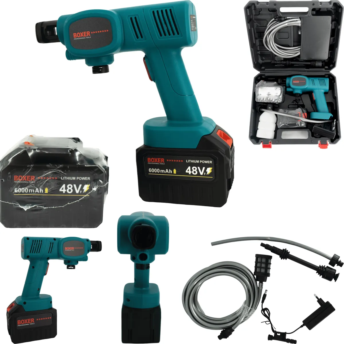 Battery Powered Pressure Washer 80 Bar 6000mah 48v Batteries Suitcase Set - BX7012