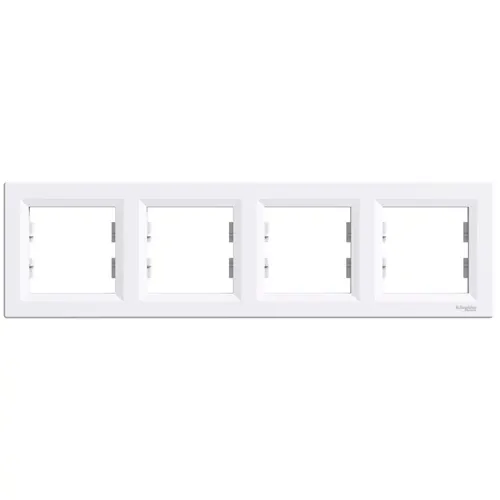 Asfora Frame 4-Gang Horizontal White IP20