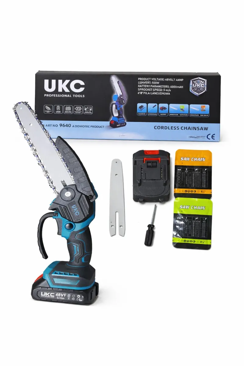 Cordless Chainsaw UKC 48V with 2 Batteries 6/8 Inch KDM0539