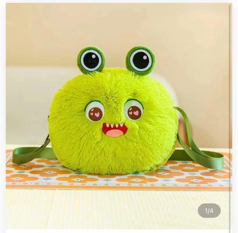 Fuzzy Frog Monster Plush Crossbody Bag / Shoulder Purse