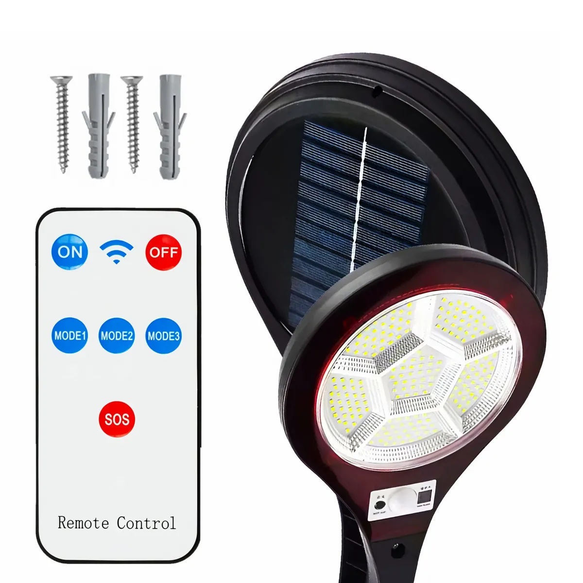 Уличный фонарь на солнечной батарее с датчиком и пультом 186 SMD LED - L090293 ( HS-8025C )