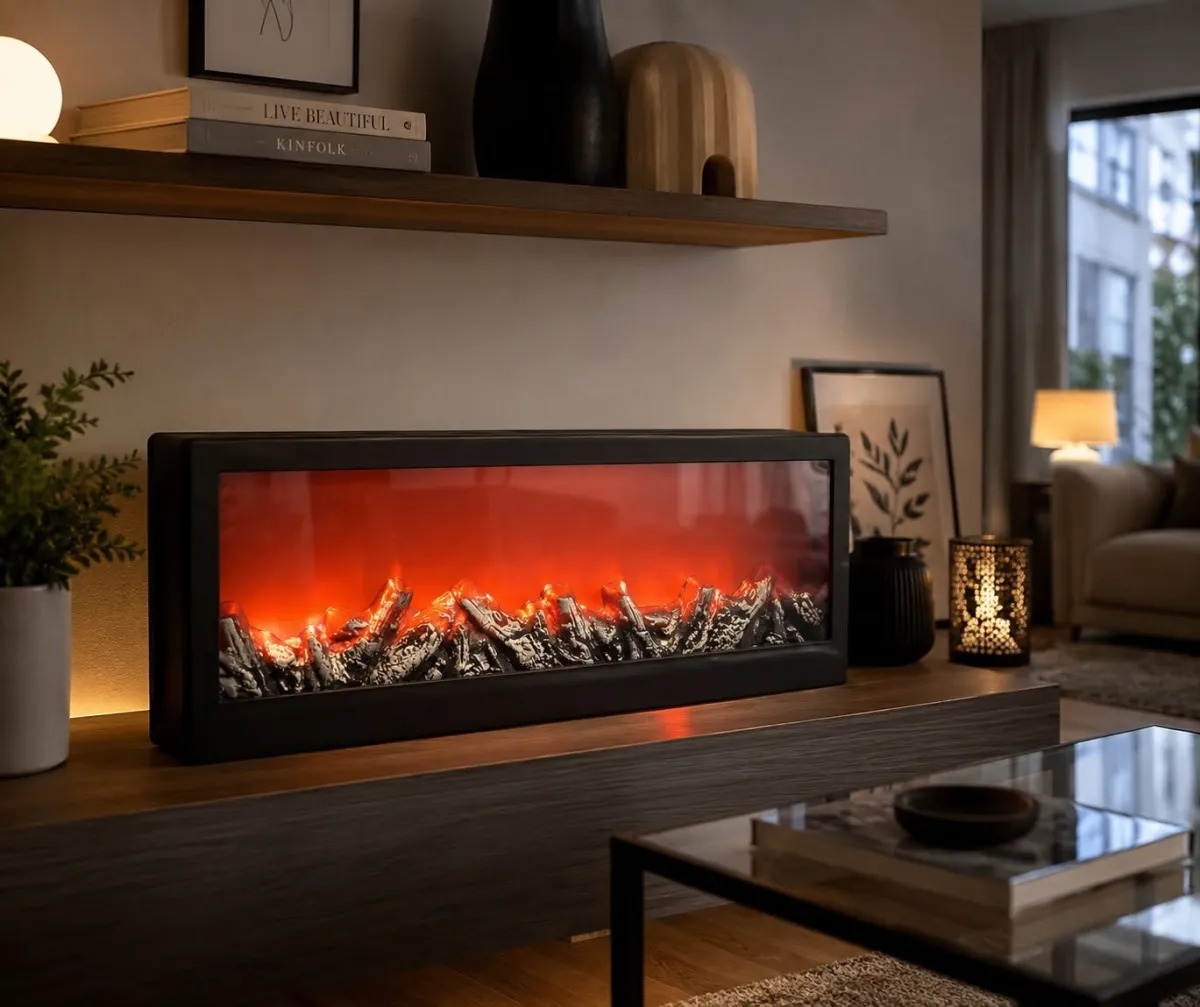 Lampa kominkowa LED z realistycznym efektem płomienia - A6775