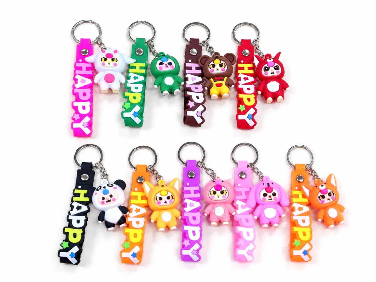 Keychain with Cartoon Character Charm – 9 Assorted Designs