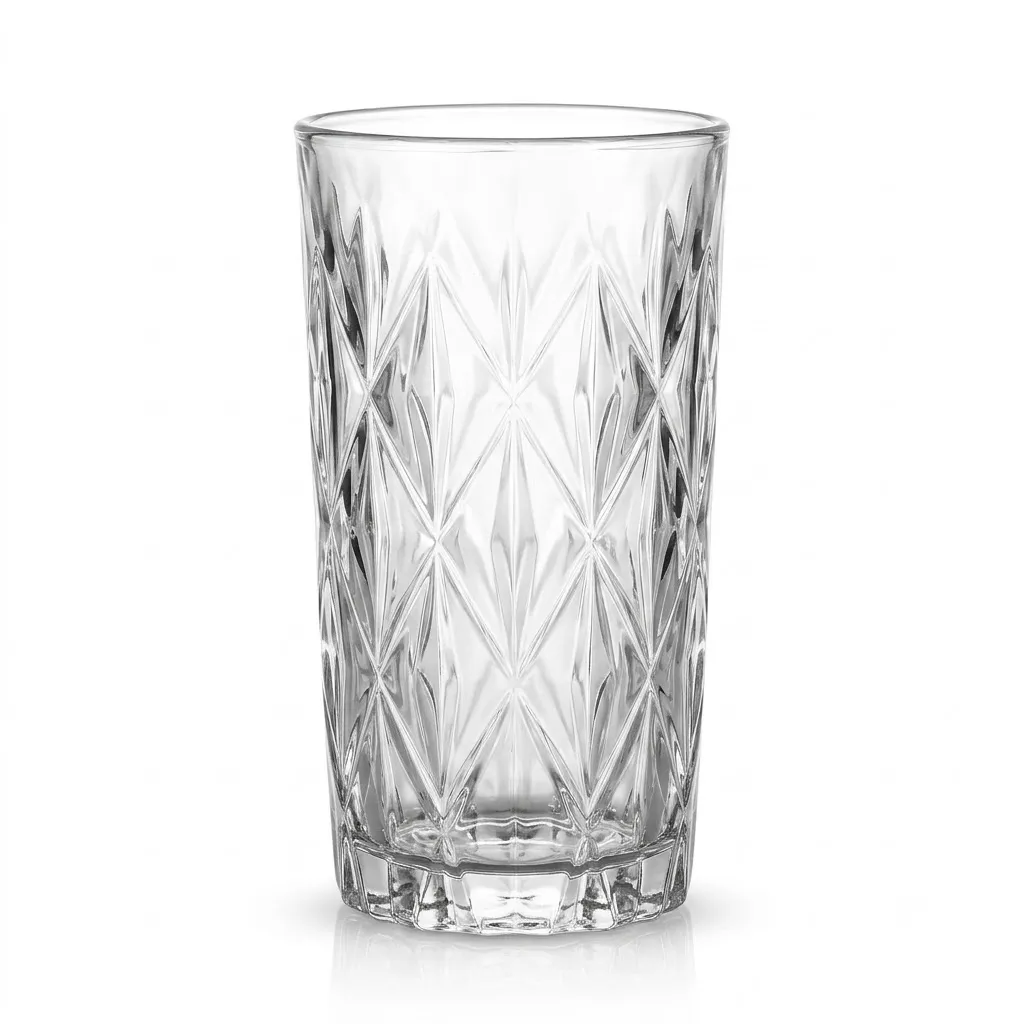 Drink Glass Highball Diamond Cut Heavy Base Glass -  A1521