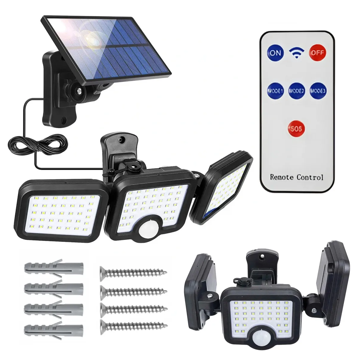 Solar Sensor Wall Lamp + Remote - 108 SMD LED - SL1206 ( JD - 2656A )