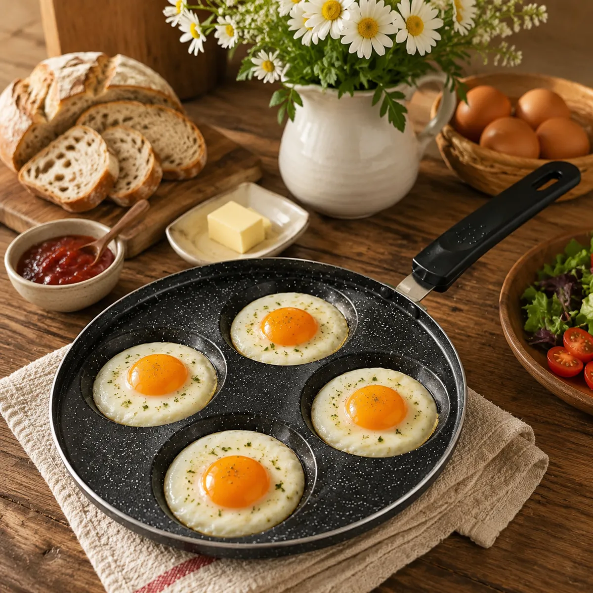 Non Stick Egg Pan 24 cm Black Granite Coating
