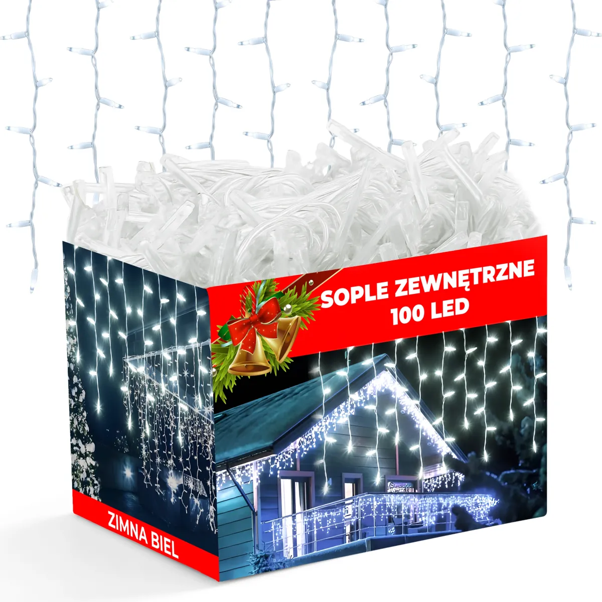 CHRISTMAS ICICLE STRING LIGHTS 100 LED 4M - COLD WHITE - 1 MODE (FLASH) - CP1164