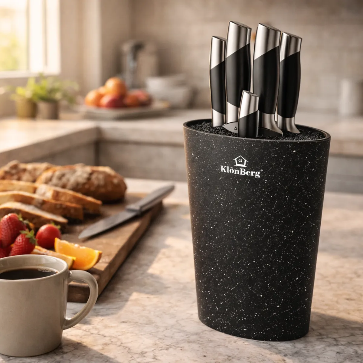 Knife Block With PET Straw Insert Black KlonBerg KB-3206B