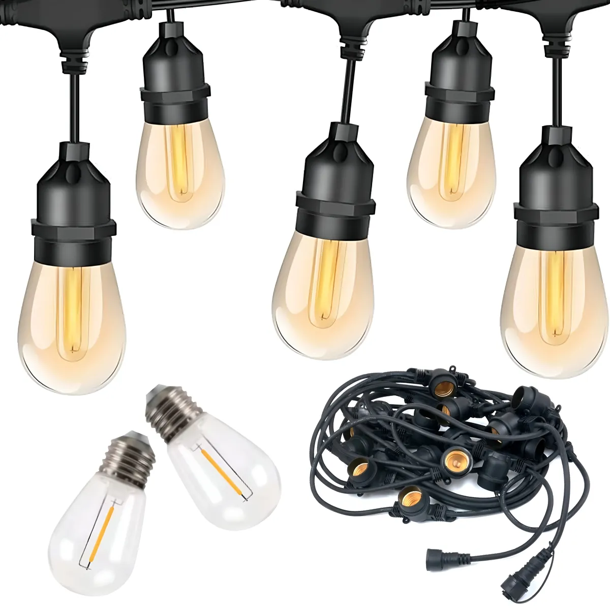 GIRLAND OUTDOOR GARDEN LAMPS 10M 20 LED BLACK CABLE WARM WHITE - GSL1113