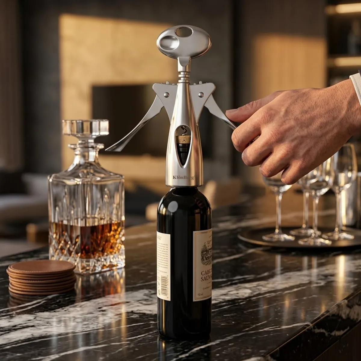 Wine Bottle Opener with Wing Corkscrew and Cap Lifter